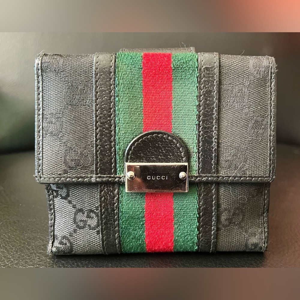 Gucci GG Mono Sherry Line Black compact wallet